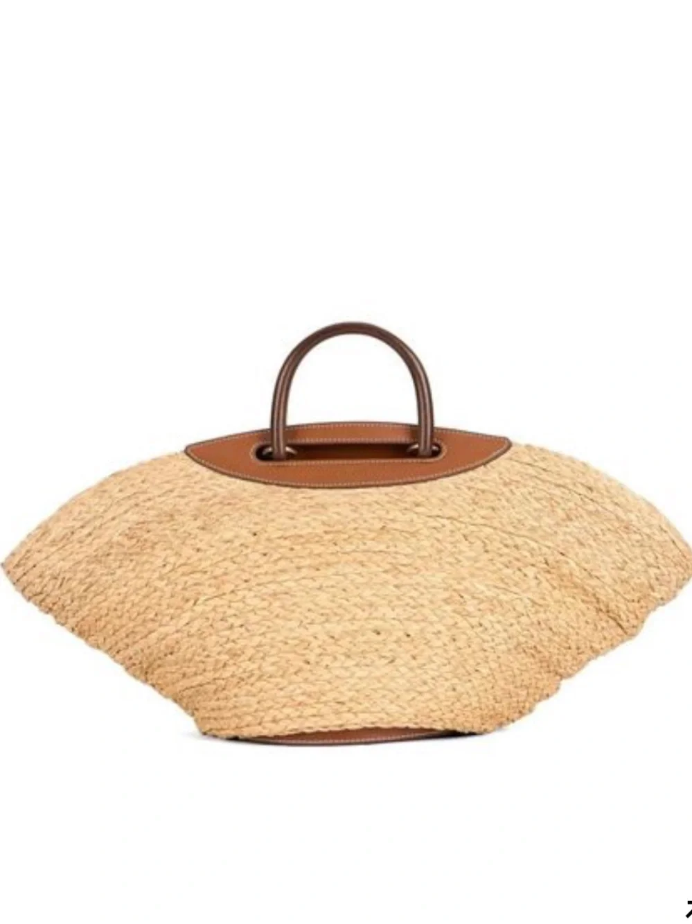 CULT GAIA Straw Dome Tote Bag with Brown Leather Trim - Picture 9 of 10